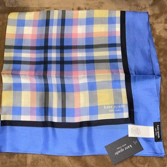 🌹NWT:Kate Spade Blue and Black Scarf - Picture 7 of 8
